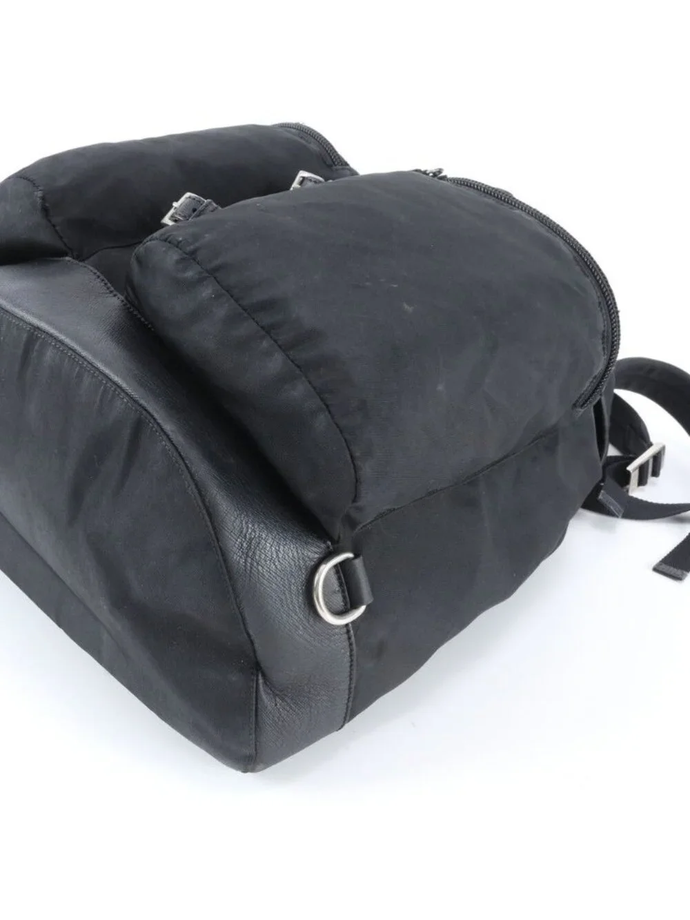 Prada Tessuto Nylon Leather Backpack Shoulder Bag Black